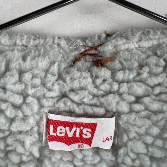 Vintage Levi's Sherpa Lined Corduroy Vest Brown Western Snap Front USA Made Sz L - Picture 6 of 7